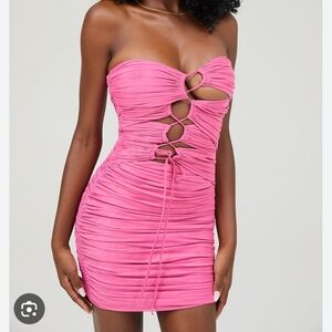 Mistress Rocks Elegant Pink Ruched Dress